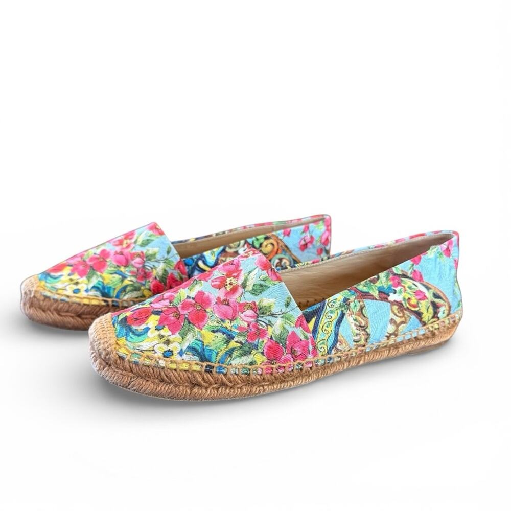 Dolce & Gabbana Multicolor Floral Print Fabric Espadrille Flats EU 40 US 10